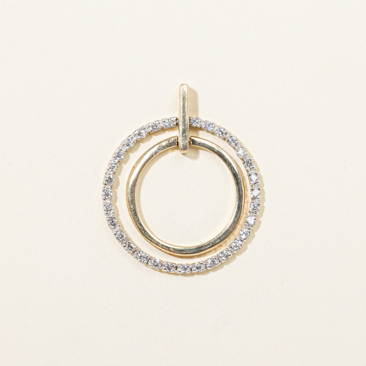 14k Eternity Diamond Layered Circle Pendant | 0.71ctw
