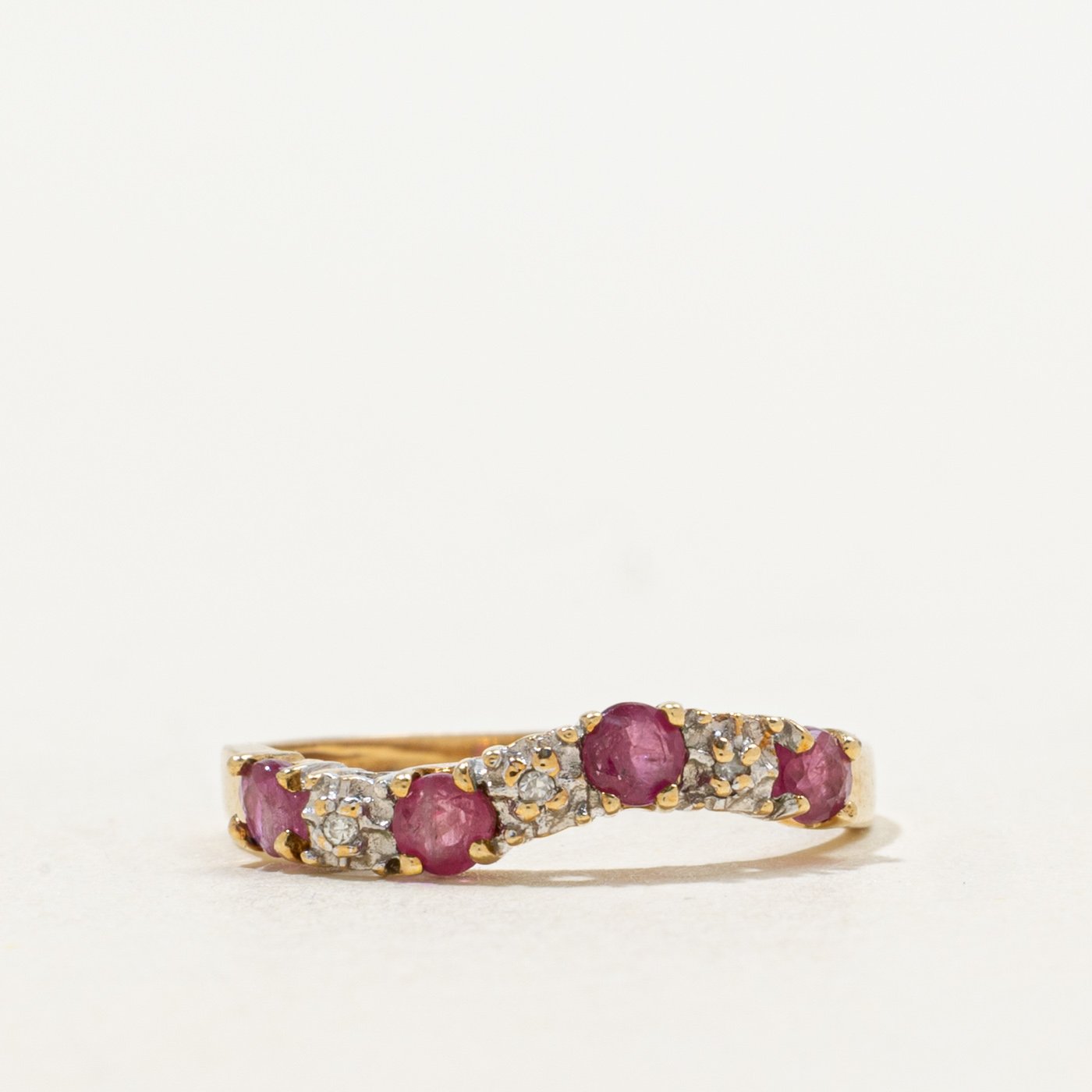 10K Ring with Diamond Accents with Ruby