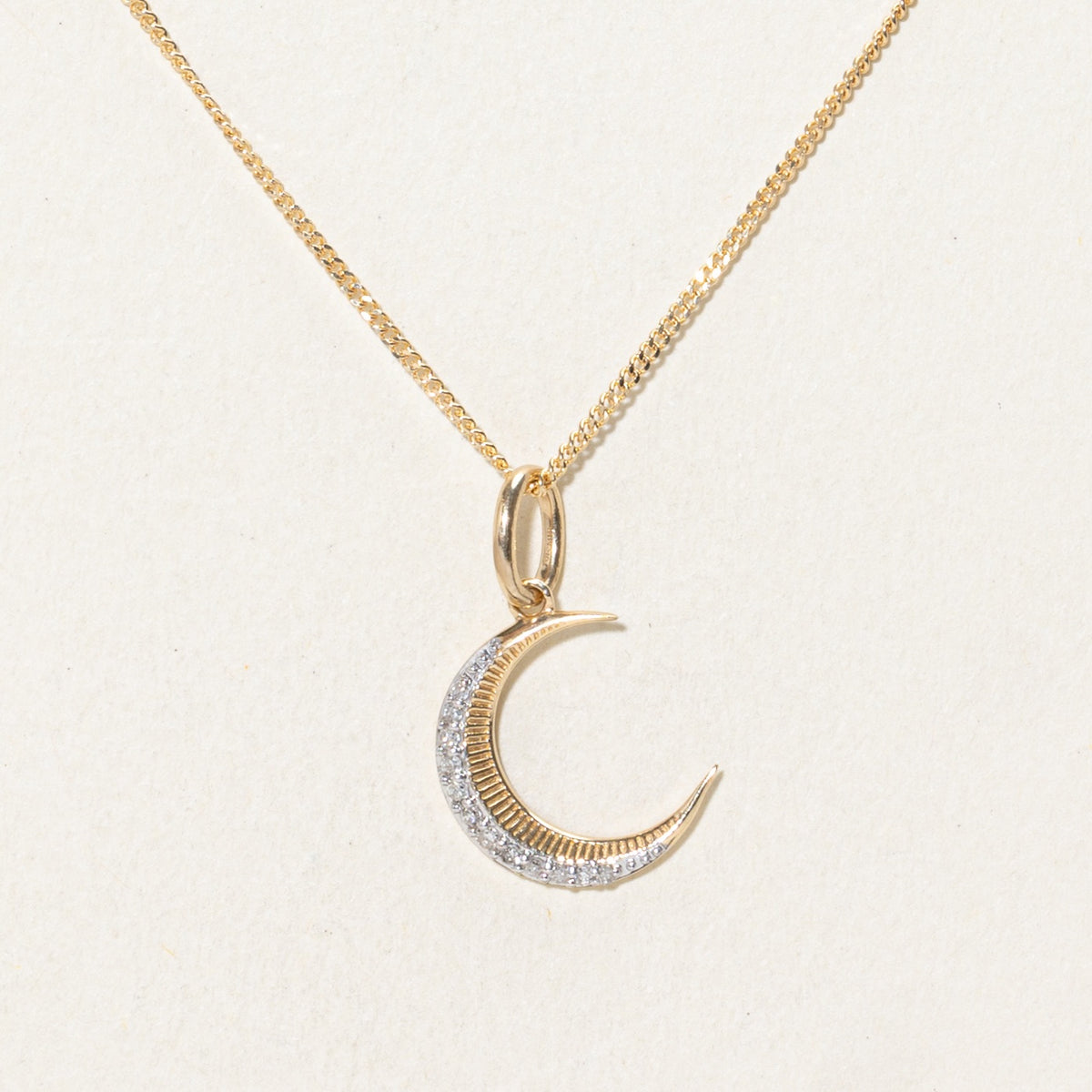 10k Diamond Crescent Moon Pendant Necklace | 18"