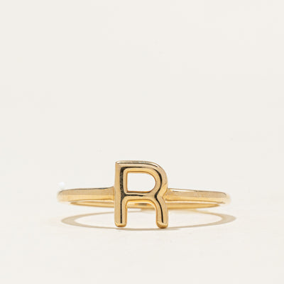 '100 Ways' Yellow Gold 'R' Initial Ring | SZ 7