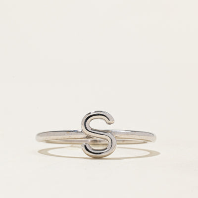'100 Ways' White Gold 'S' Initial Ring | SZ 7
