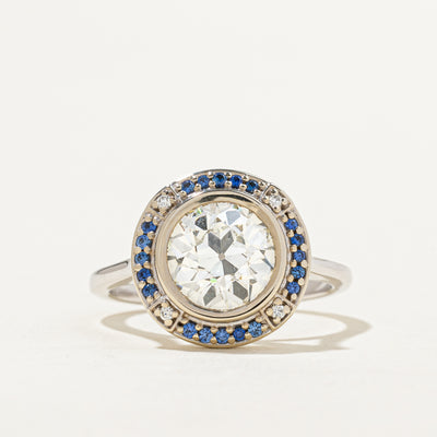 '100 Ways' Natural Old European-cut Diamond & Sapphire Halo Engagement Ring | 2.04ctw, 0.25ctw | SZ 7 |