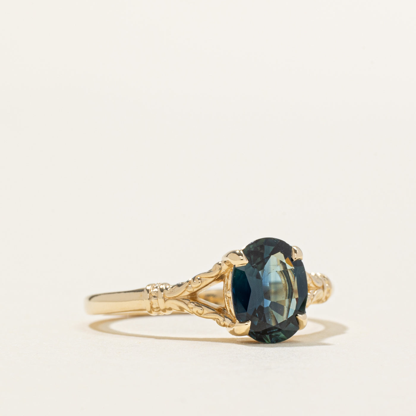 '100 Ways' Solitaire Sapphire Engraved Ring | 1.59ct | SZ 6.75