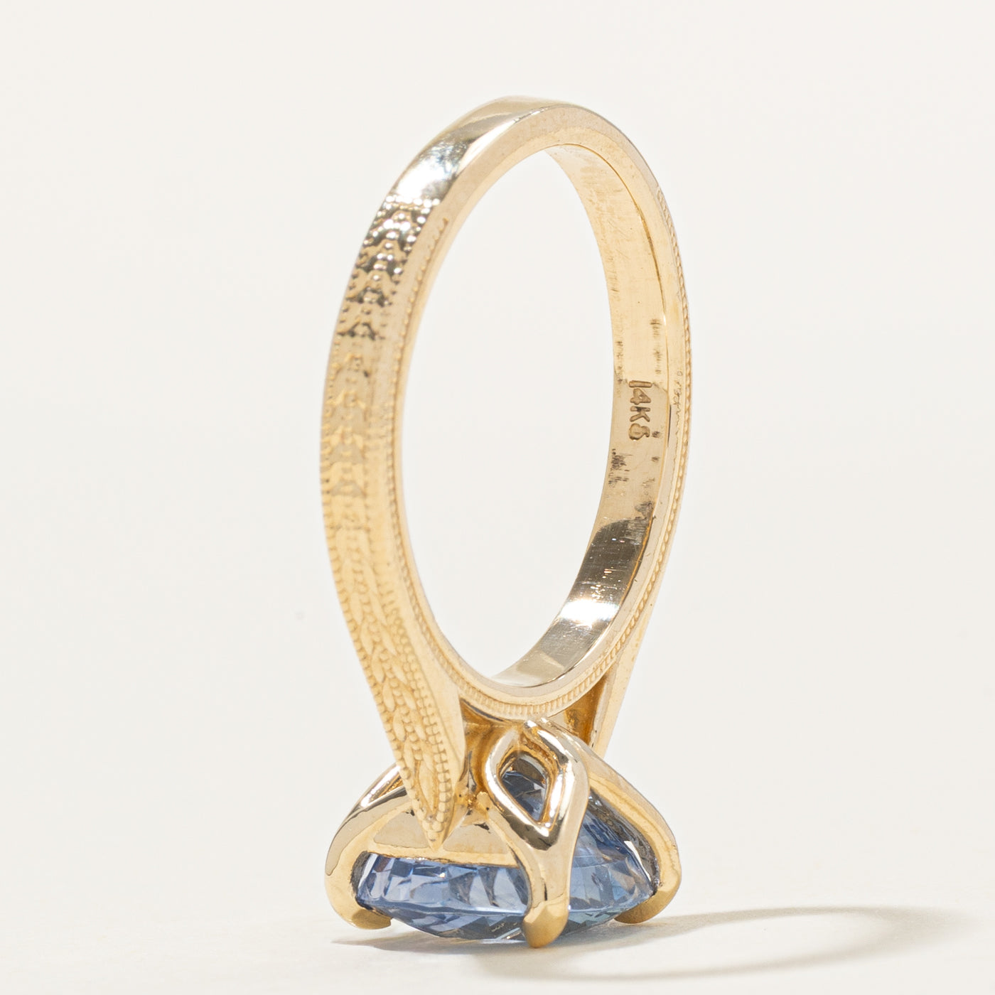 '100 Ways' Solitaire Ceylon Sapphire Milgrained Floral/Leaf Ring | 4.25ct | SZ 7