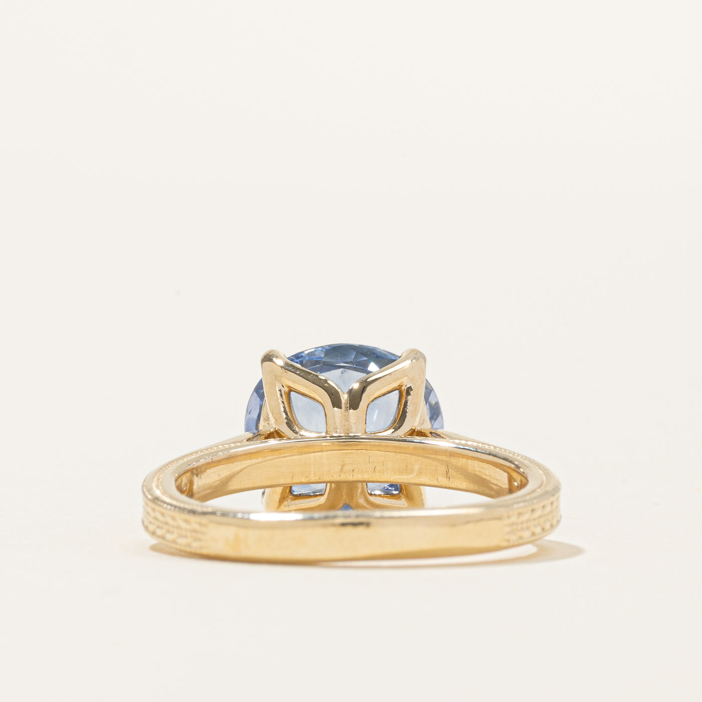 '100 Ways' Solitaire Ceylon Sapphire Milgrained Floral/Leaf Ring | 4.25ct | SZ 7