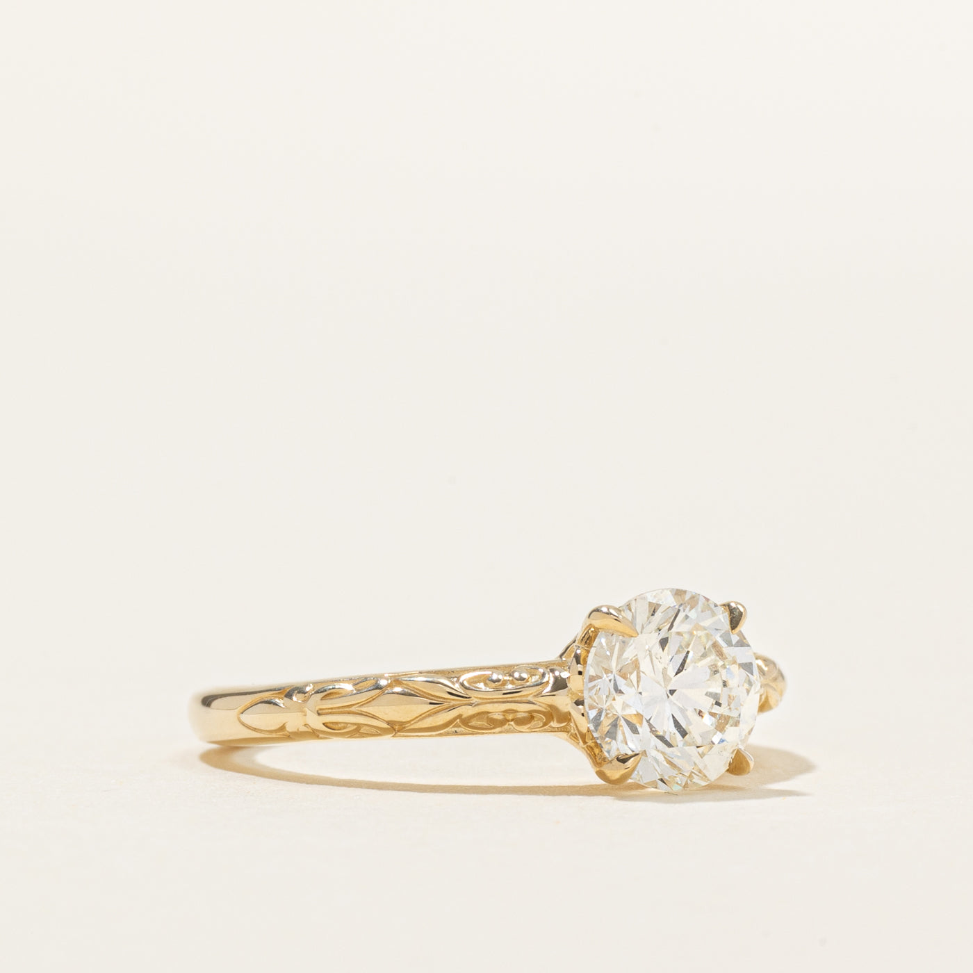 Bague de fiançailles solitaire gravée « 100 façons » | 1,22 ct | Taille 6