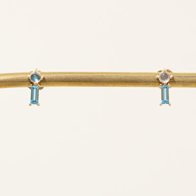 100 Ways' Swiss Blue Topaz & Moonstone Earrings | 0.30ctw, 0.10ctw |