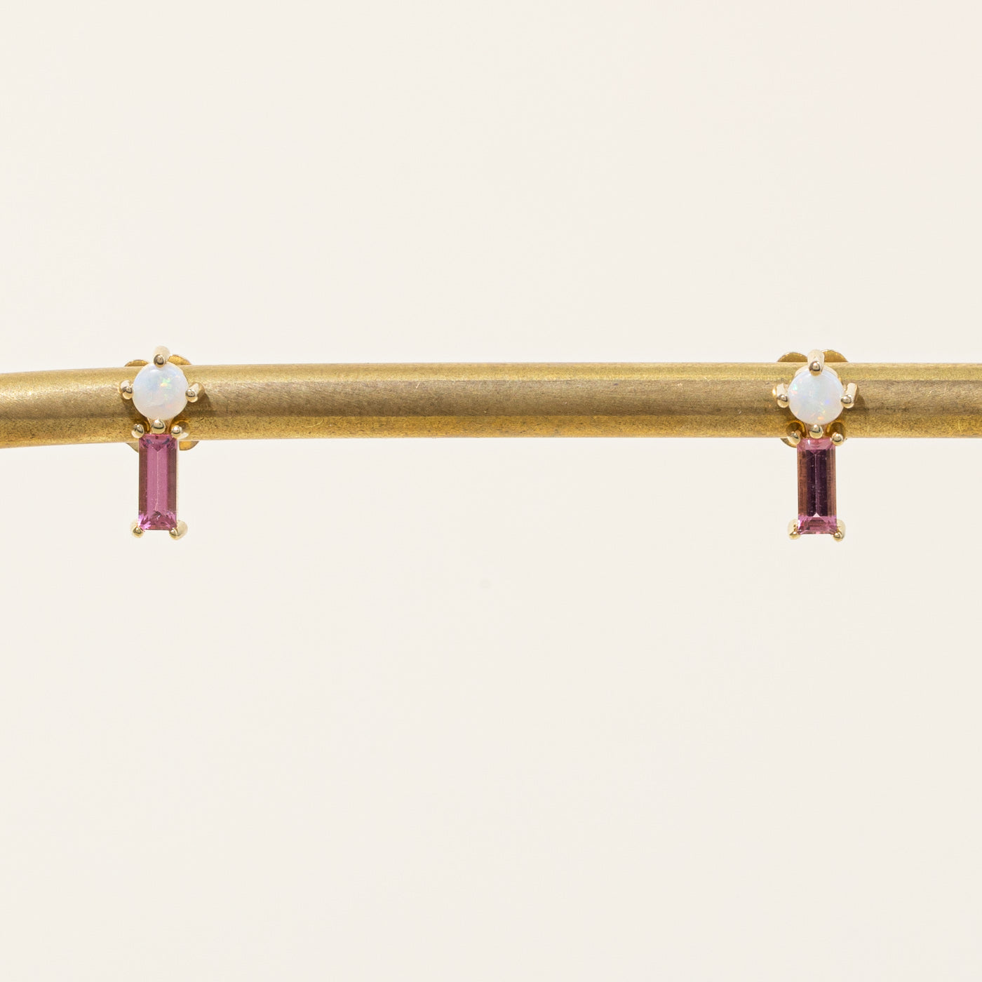 100 Ways' Pink Tourmaline & Opal Earrings | 0.30ctw, 0.10ctw |