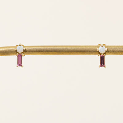100 Ways' Pink Tourmaline & Opal Earrings | 0.30ctw, 0.10ctw |