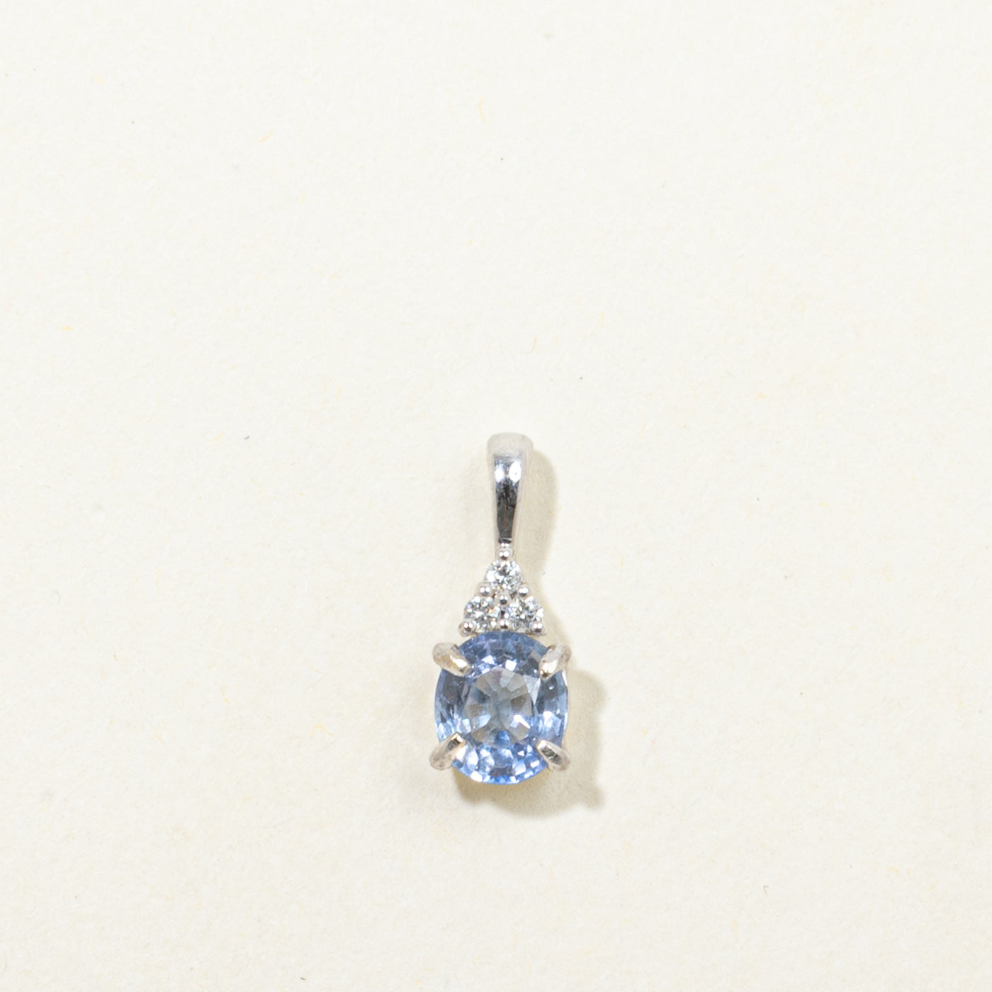 14k Oval Cut Sapphire & Diamond Accented Pendant | 0.63ct, 0.03ctw