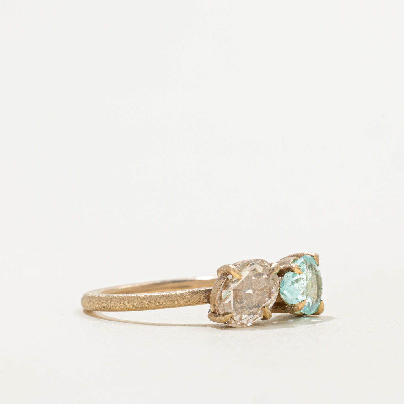 '100 Ways' 9k Toi et Moi Diamond & Aquamarine Ring | 0.78ct, 0.50ct | SZ 5.75