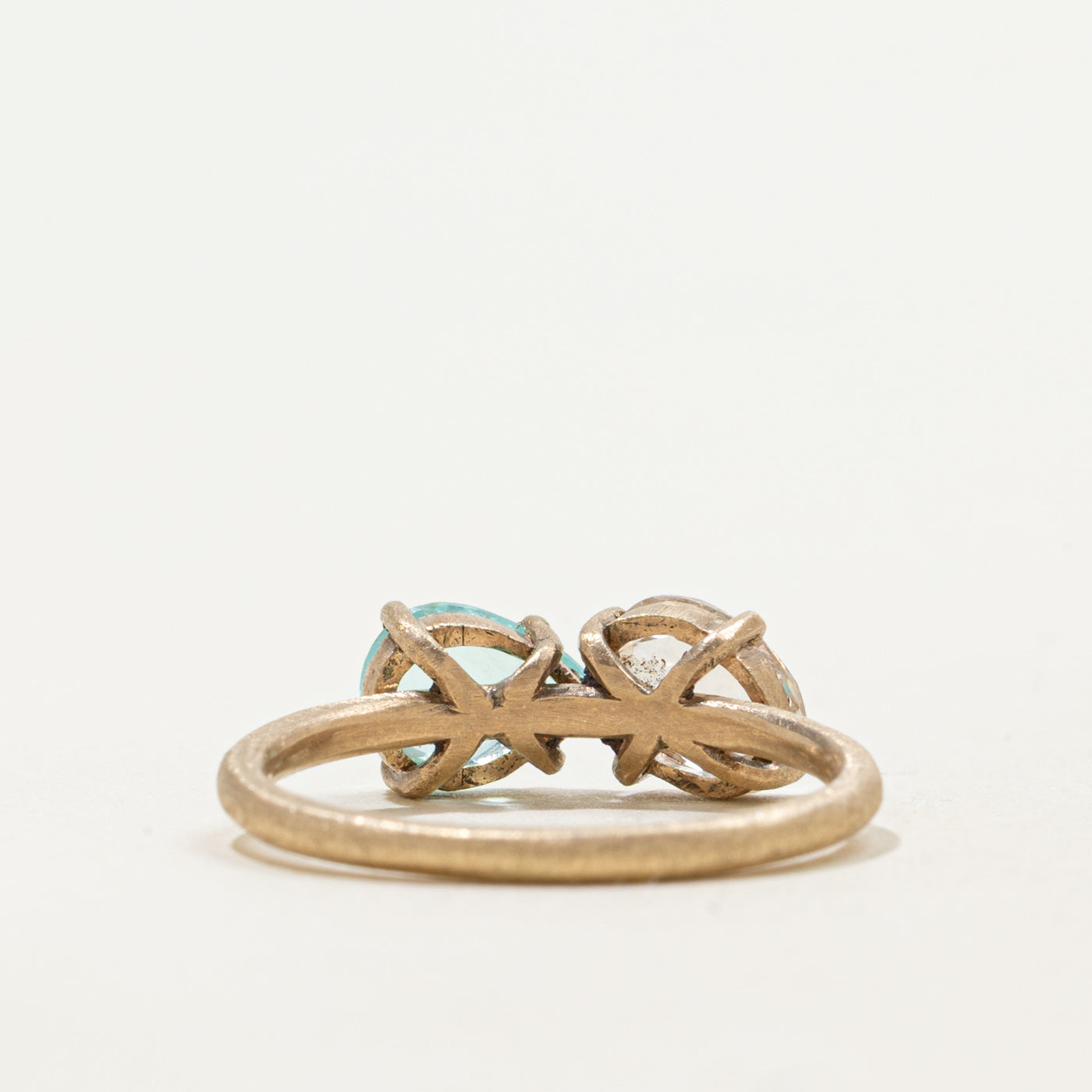 '100 Ways' 9k Toi et Moi Diamond & Aquamarine Ring | 0.78ct, 0.50ct | SZ 5.75