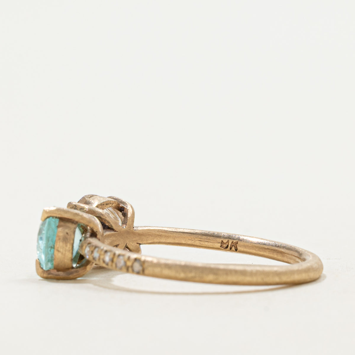 '100 Ways' 9k Toi et Moi Diamond & Aquamarine Ring | 0.78ct, 0.50ct | SZ 5.75