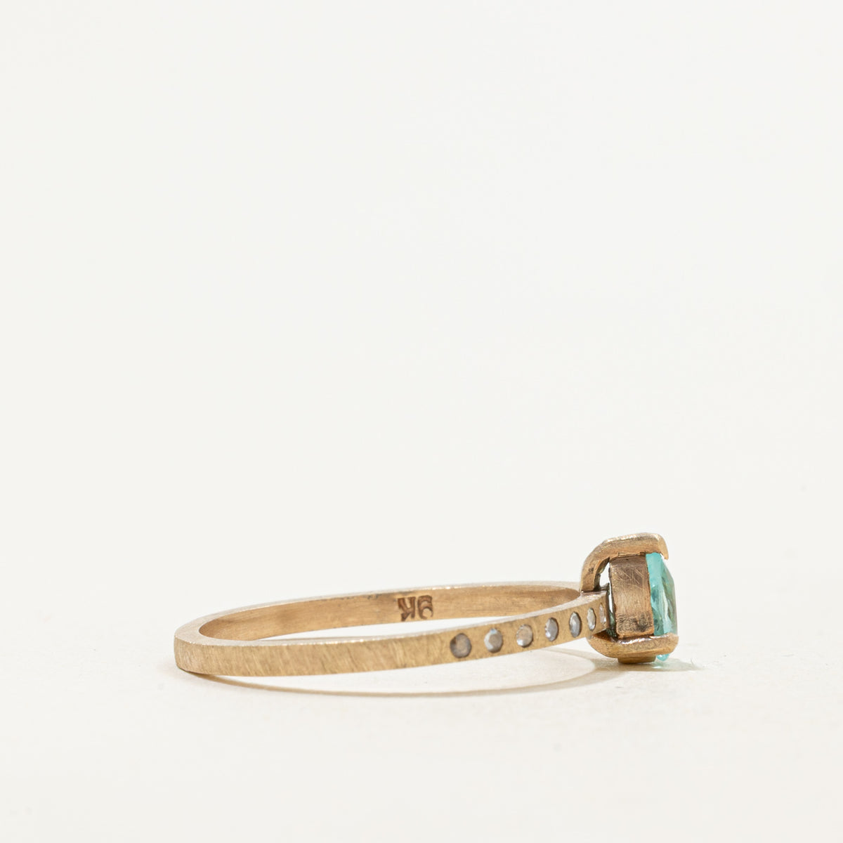 '100 Ways' 9k Yellow Gold Aquamarine & Rose Cut Diamond Accented Ring | 0.30ct, 0.10ctw | SZ 6