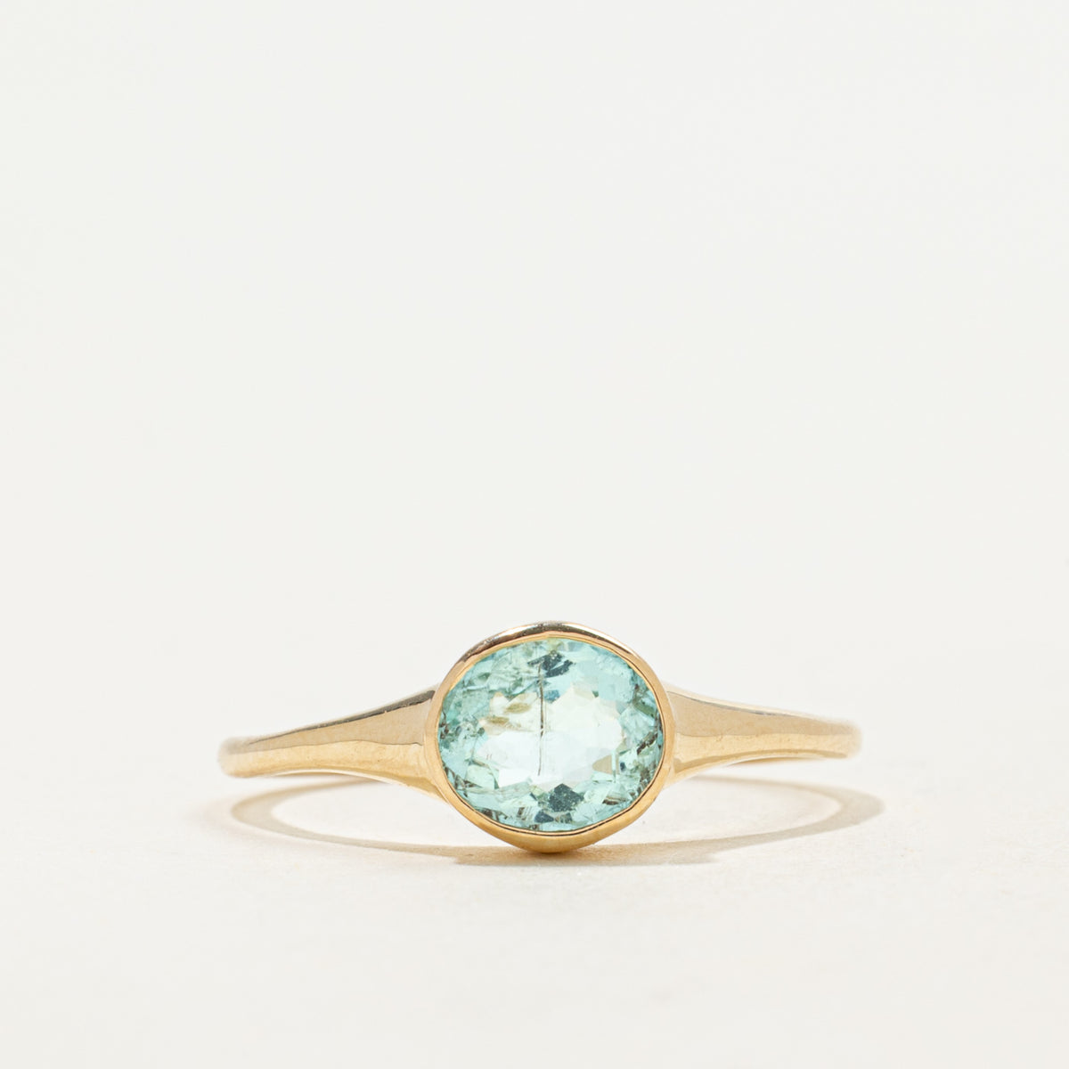 '100 Ways' 9k Yellow Gold East West Aquamarine Signet | 0.82ct | SZ 5.75