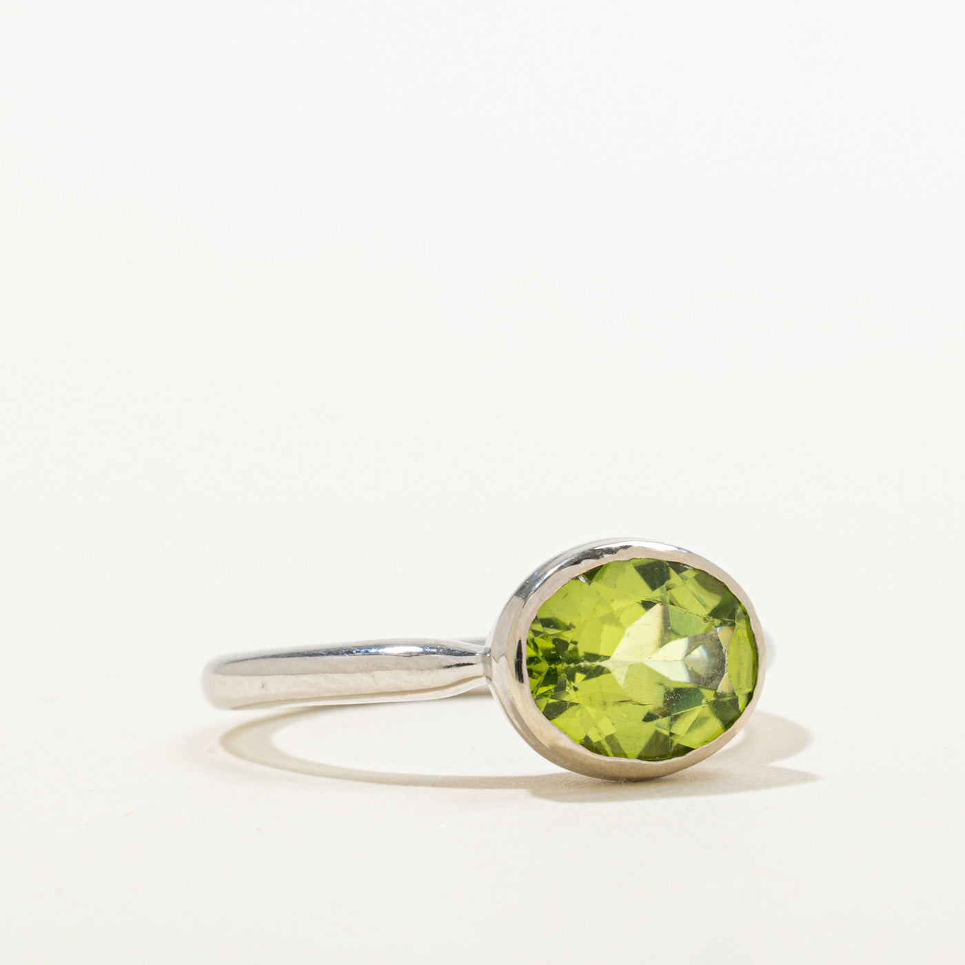 100 Ways' 10k White Gold East West Bezel Set Peridot Ring | 1.82ct | SZ 6.75