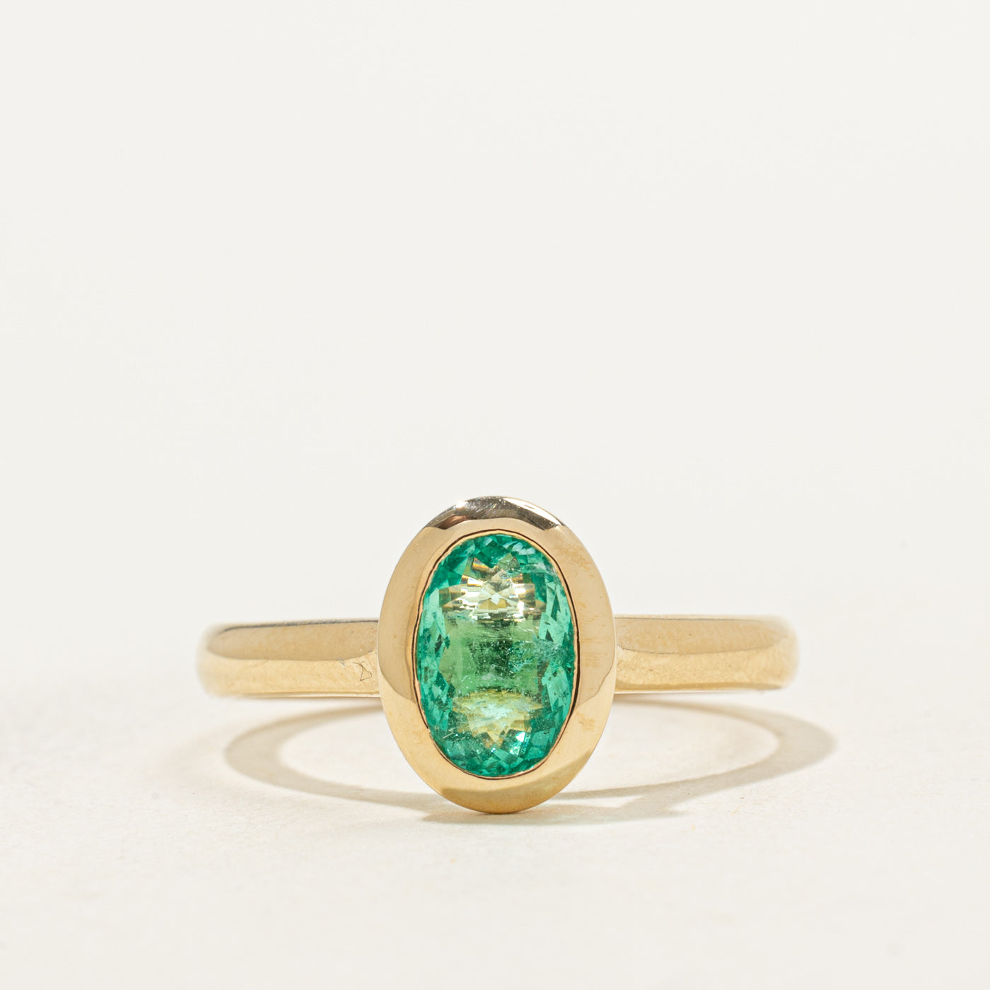 '100 Ways' 14k Yellow Gold Bezel Set Emerald Ring | 1.21ct | SZ 7