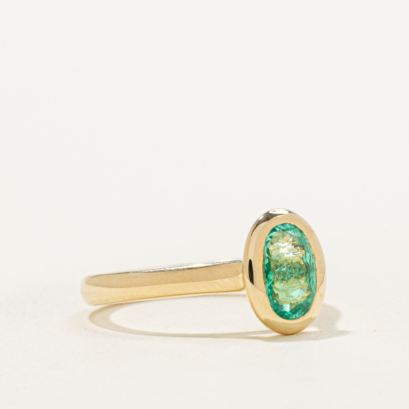 '100 Ways' 14k Yellow Gold Bezel Set Emerald Ring | 1.21ct | SZ 7
