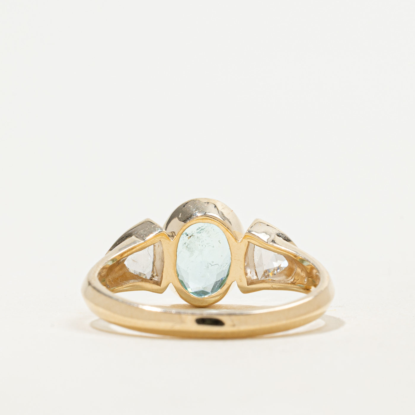 '100 Ways' 9k Yellow Gold Aquamarine & Rose Cut Diamond Accented Ring |1.13ct, 0.20ctw | SZ 7