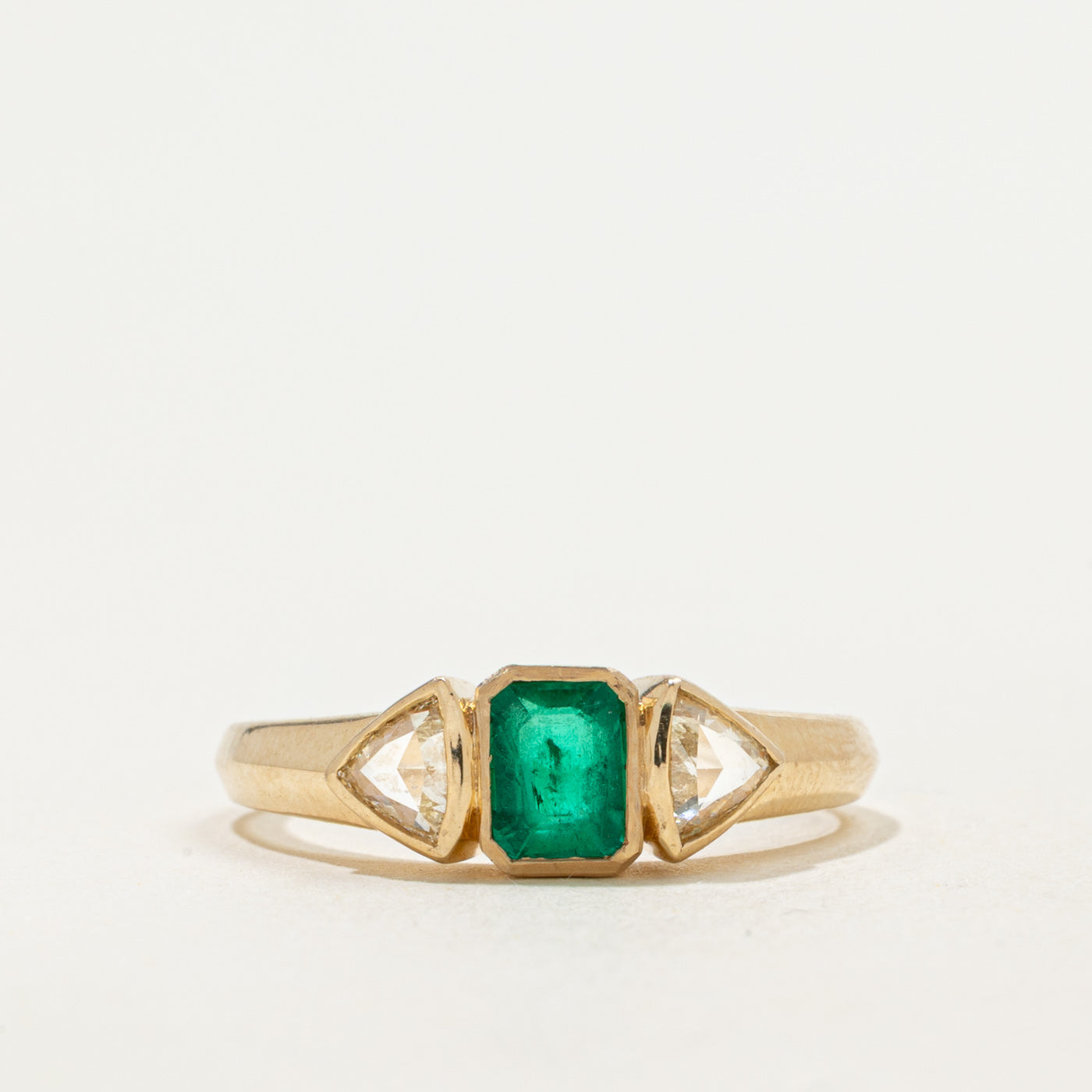 '100 Ways' 9k Emerald & Rose Cut Diamond Accented Ring | 0.62ct, 0.20ctw | SZ 7