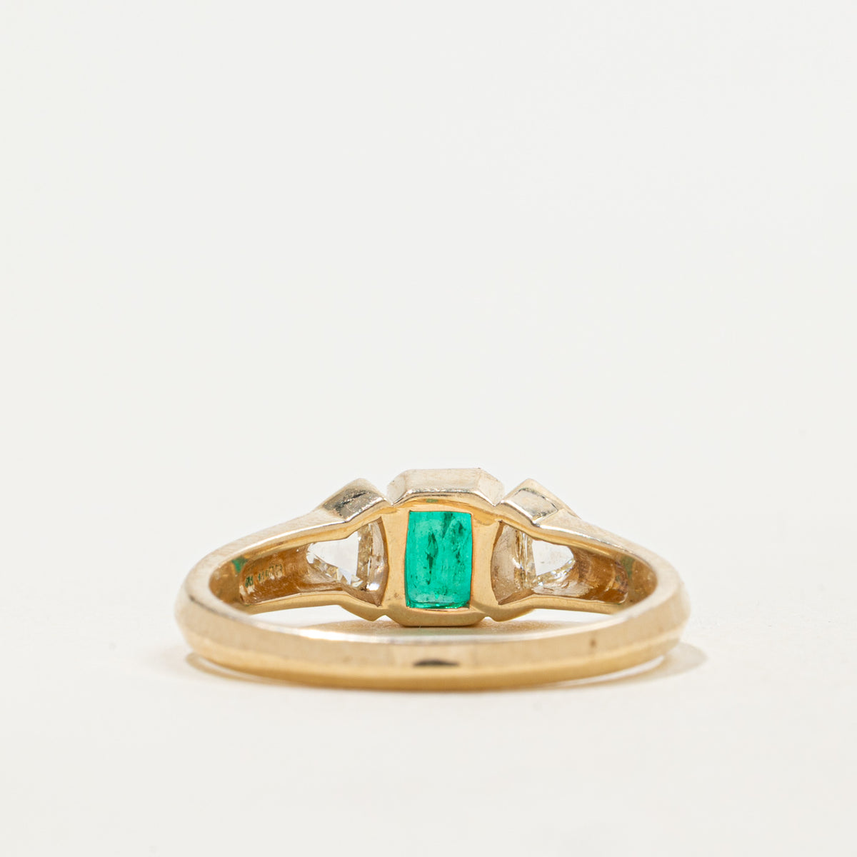 '100 Ways' 9k Emerald & Rose Cut Diamond Accented Ring | 0.62ct, 0.20ctw | SZ 7