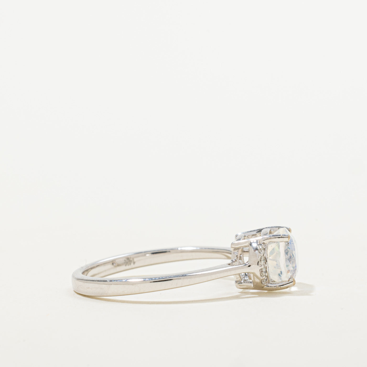 14k East West Moonstone & Diamond Accented Ring | 1.64ct, 0.06ctw | SZ 7