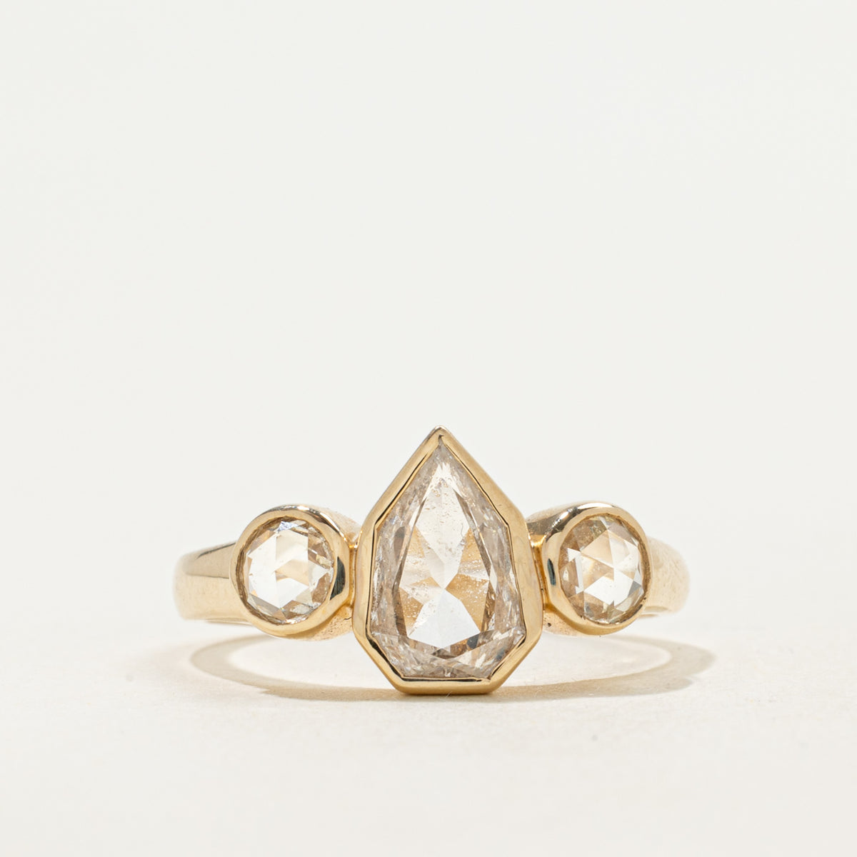 '100 Ways' 9k Yellow Gold Portrait Cut Diamond & Rose Cut Accented Ring | 0.99ct, 0.30ctw | SZ 6