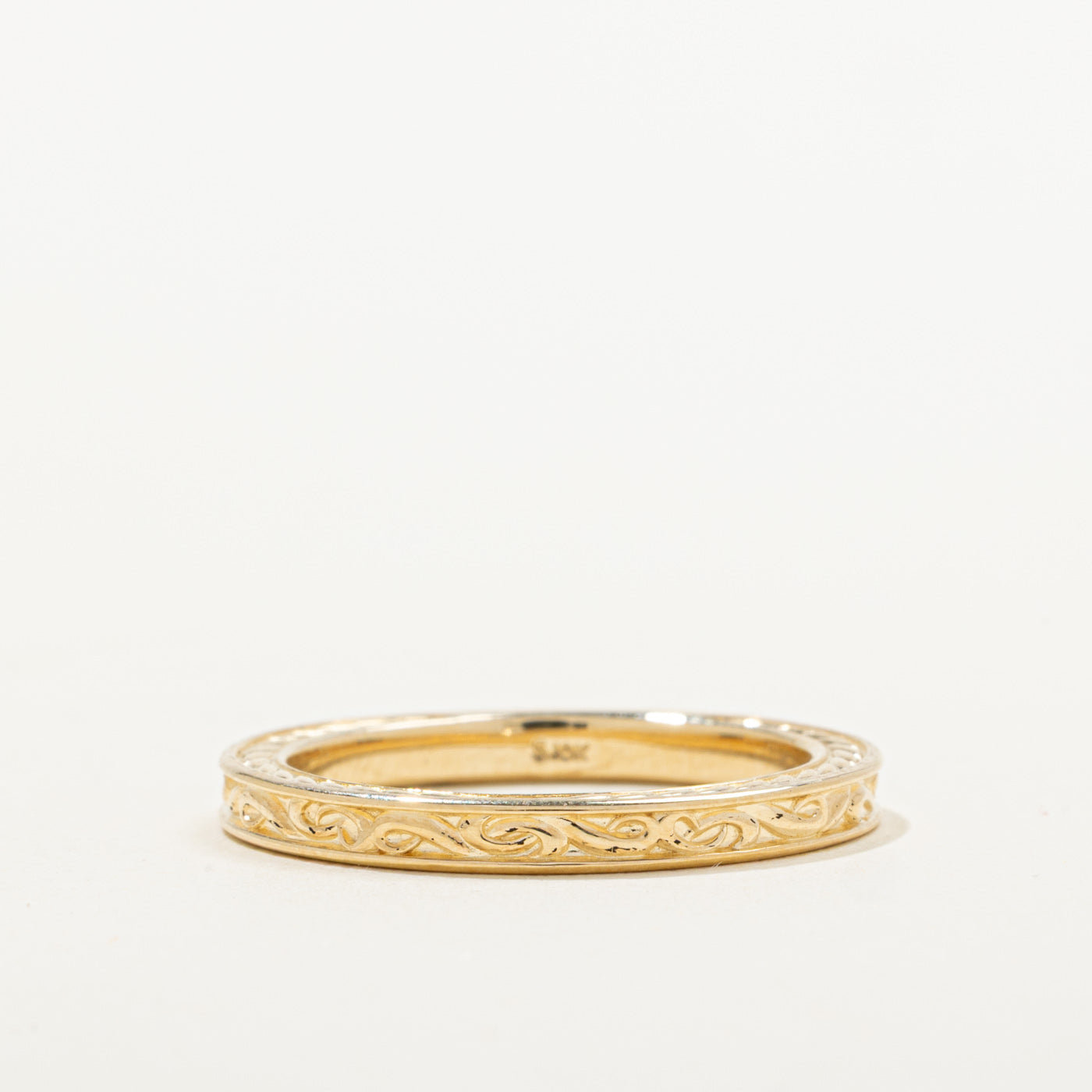 '100 Ways' 10k Yellow Gold Engraved Scrollwork Band | Sizes Available