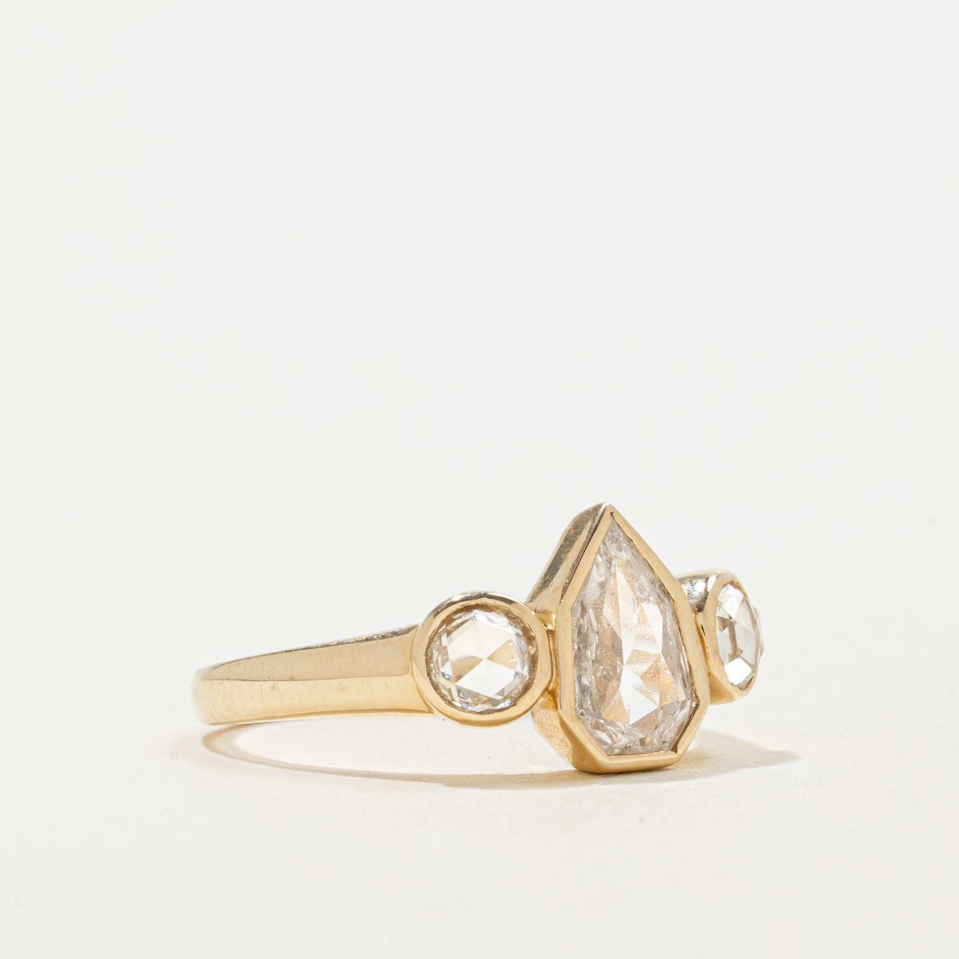 '100 Ways' 9k Yellow Gold Portrait Cut Diamond & Rose Cut Accented Ring | 0.99ct, 0.30ctw | SZ 6