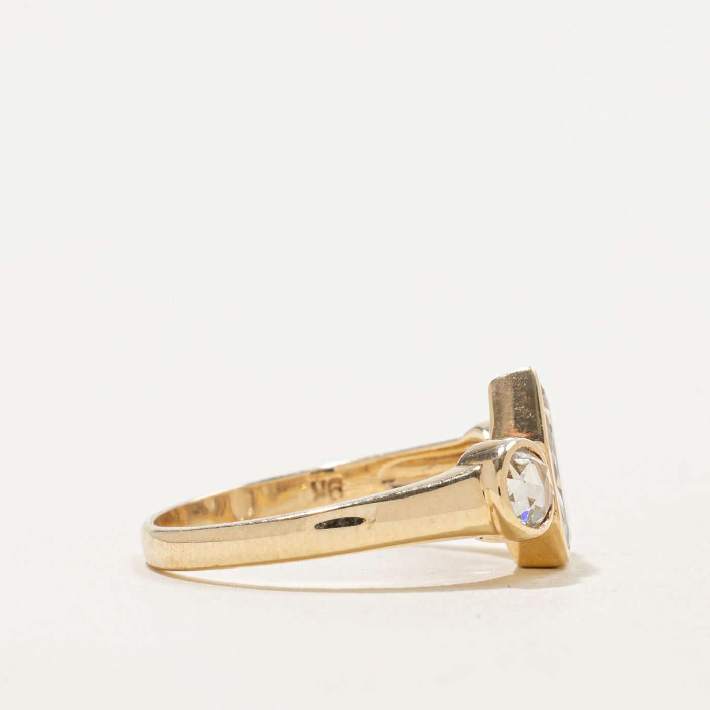 '100 Ways' 9k Yellow Gold Portrait Cut Diamond & Rose Cut Accented Ring | 0.99ct, 0.30ctw | SZ 6