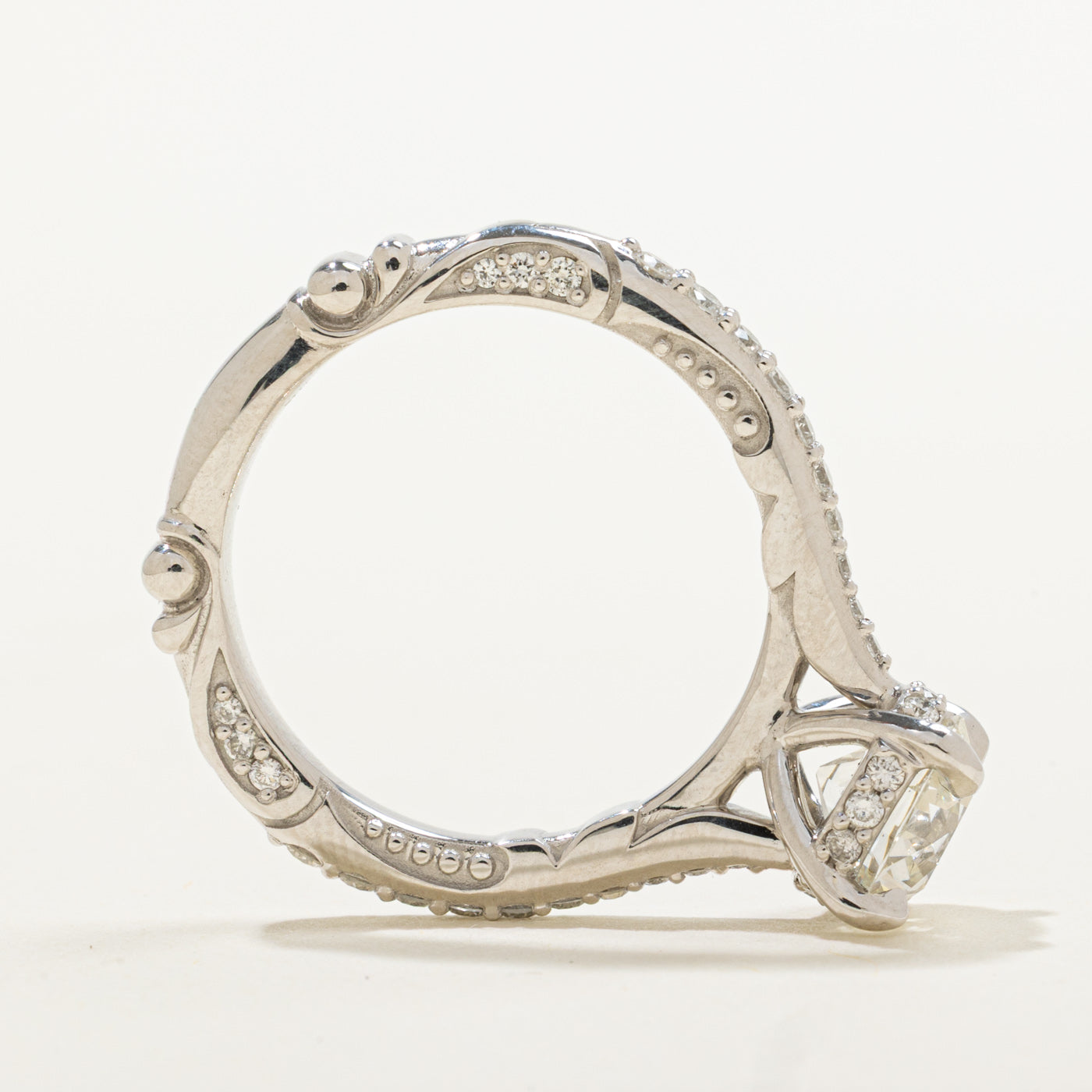 '100 Ways x Anton Pavlenko Design' 18k White Gold Old European Diamond Accented Ring | 1.60ct VVS1 I VG, 0.25ctw | SZ 6.75