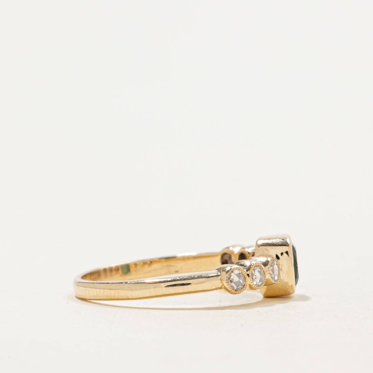 '100 Ways' 9k Yellow Gold Tourmaline & Rose Cut Diamond Accented Ring | 0.56ct, 0.15ctw | SZ 6.75