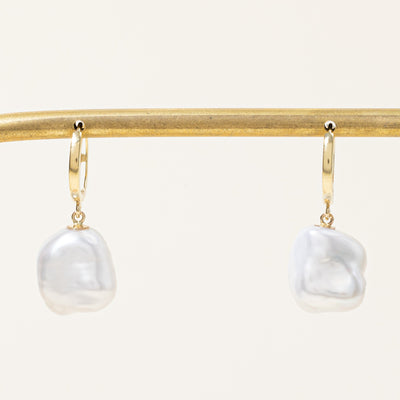 '100 Ways' Keshi Freshwater Pearl Hoop Drop Earrings
