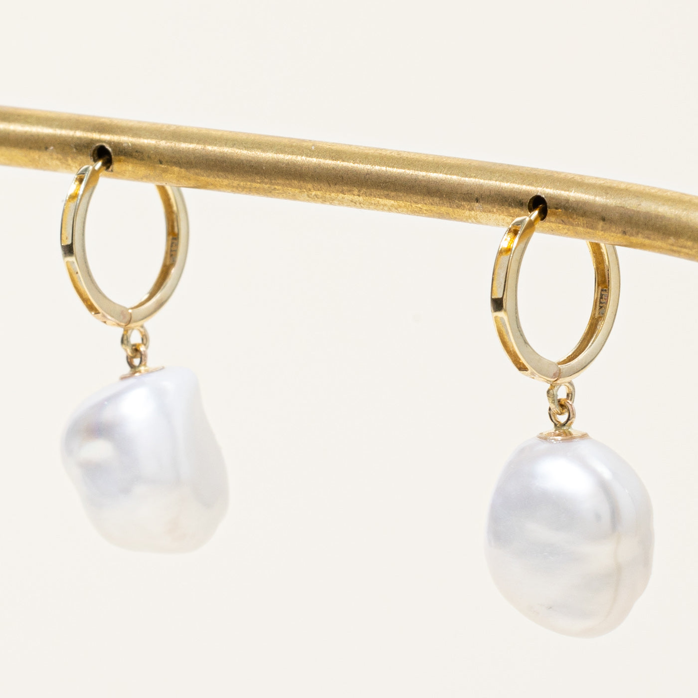 100 Ways' Keshi Freshwater Pearl Hoop Drop Earrings