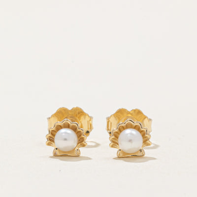 100 Ways' Freshwater Pearl in Shell Stud Earrings