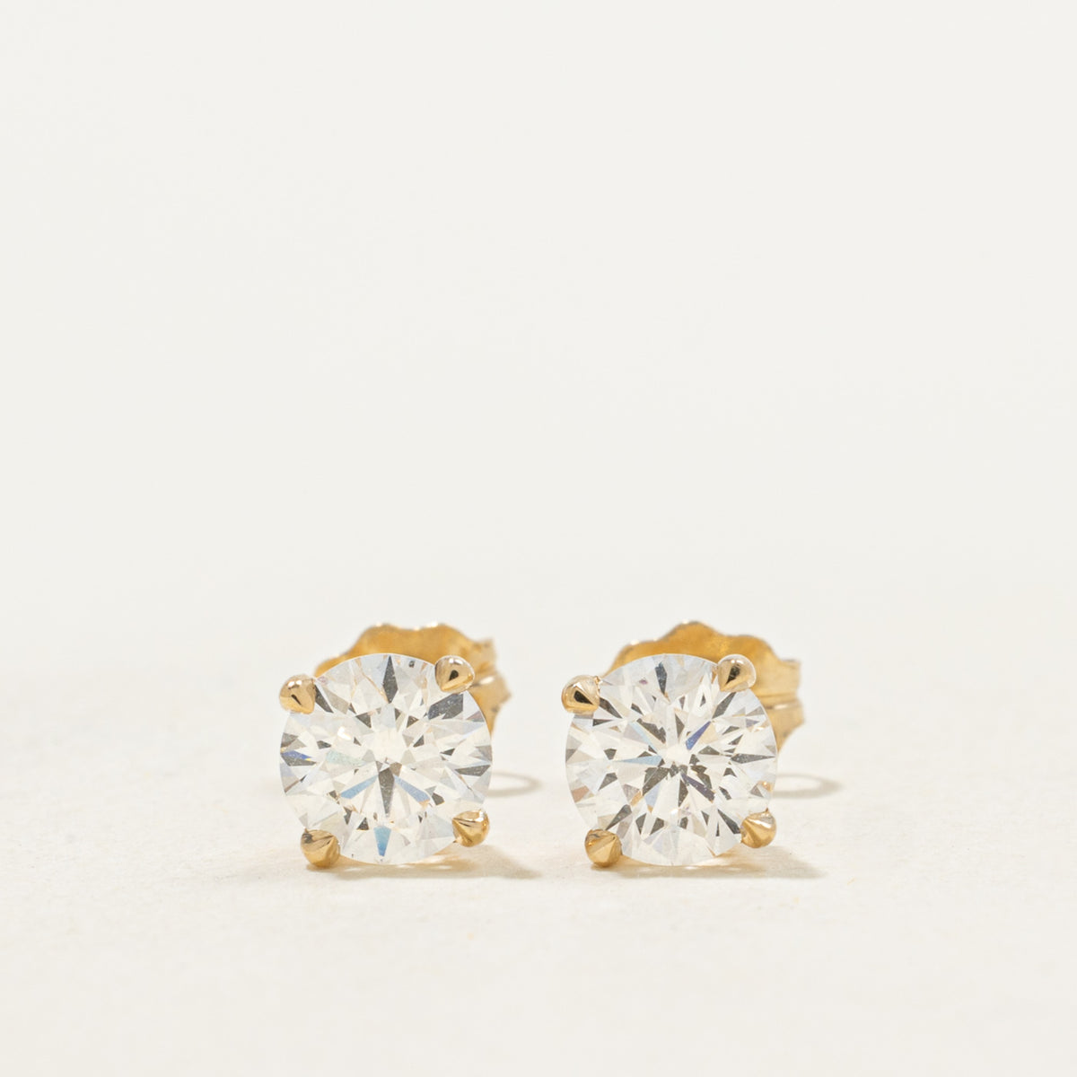 '100 Ways' Signature Yellow Gold GIA Diamond Studs | GIA 1.02ctw SI1 D/E