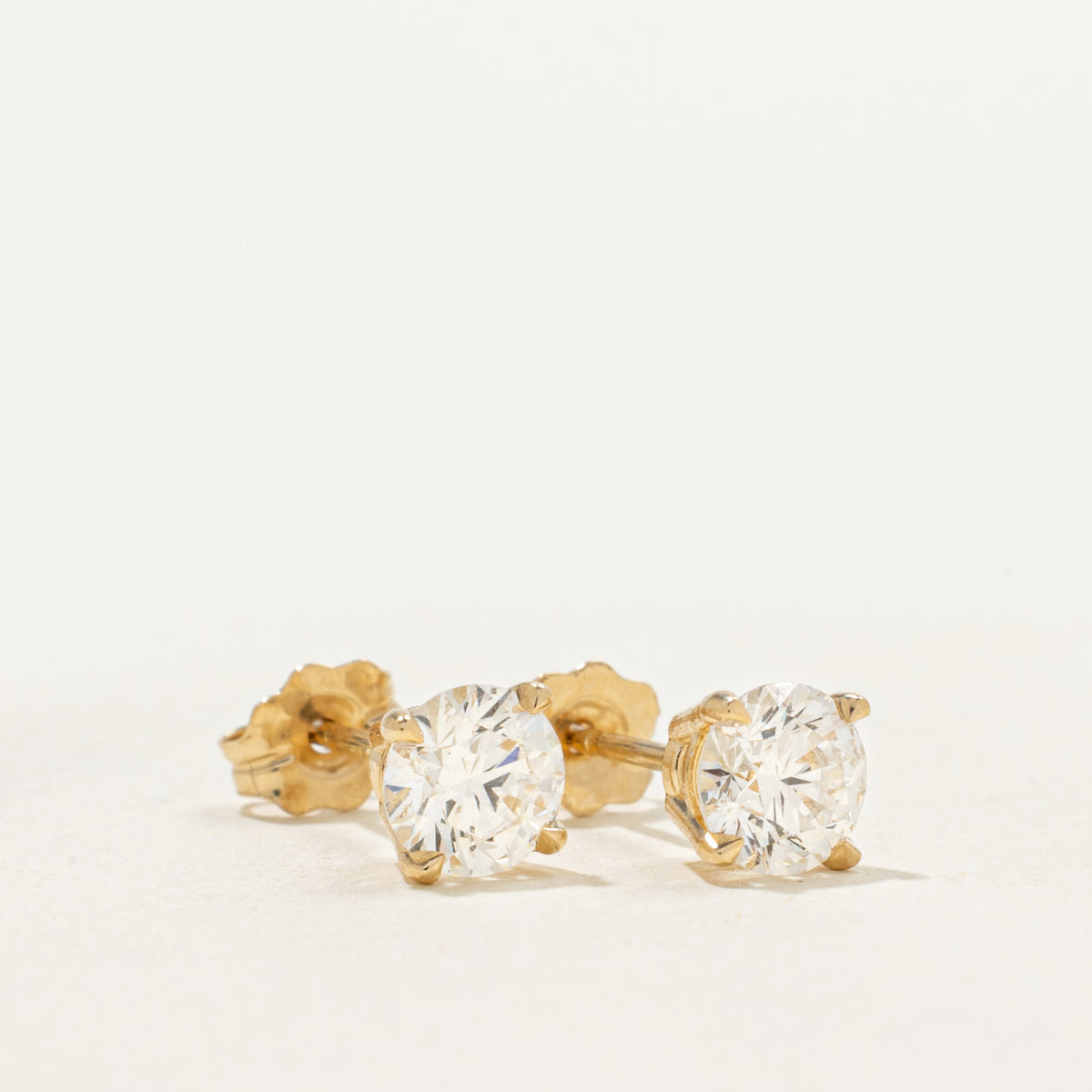 '100 Ways' Signature Yellow Gold GIA Diamond Studs | GIA 1.02ctw SI1 D/E