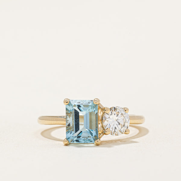 '100 Ways' Aquamarine & Diamond Toi et Moi Ring | 1.30ct, 0.54ct | SZ 6.75 |