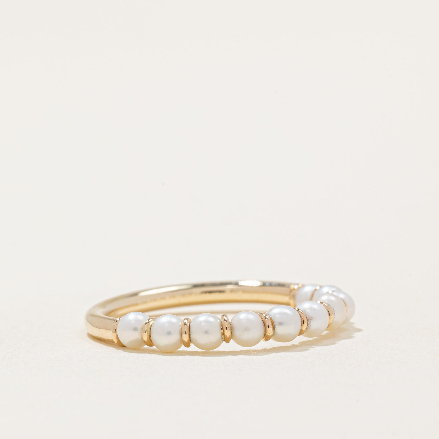 '100 Ways' Freshwater Pearl Semi Eternity Ring | SZ 6.75 |