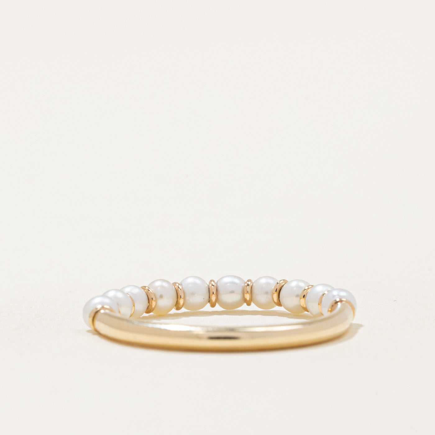 '100 Ways' Freshwater Pearl Semi Eternity Ring | SZ 6.75 |