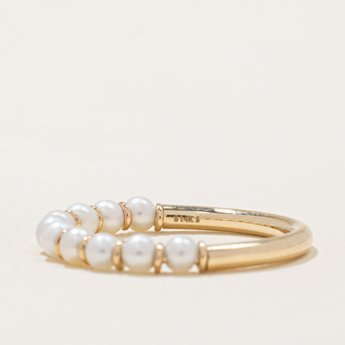 '100 Ways' Freshwater Pearl Semi Eternity Ring | SZ 6.75 |