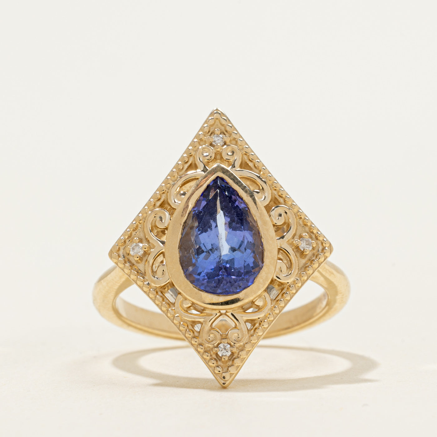 '100 Ways' 10k Tanzanite and Diamond Ornate Ring | 2.11ct | SZ 7