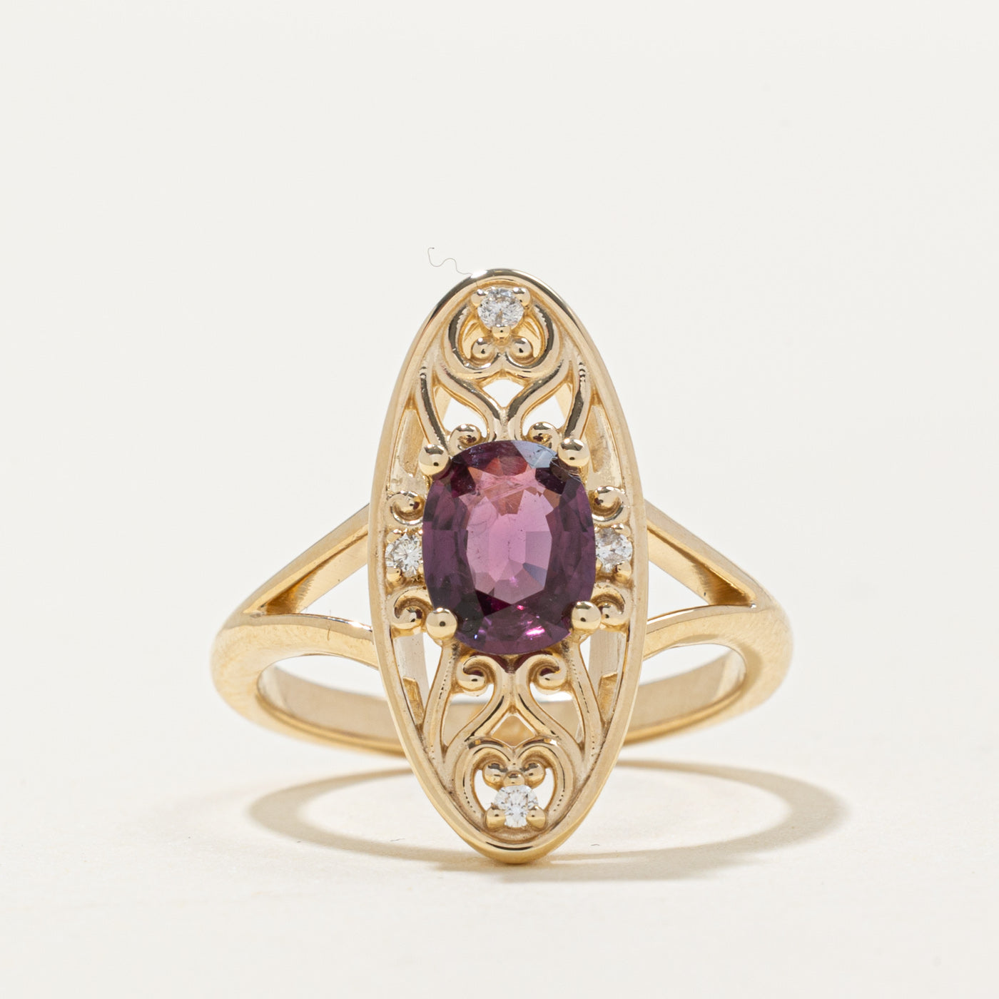 '100 Ways' 10k Ruby & Diamond Navette Ring | 0.82ct, 0.05ctw | SZ 5.5