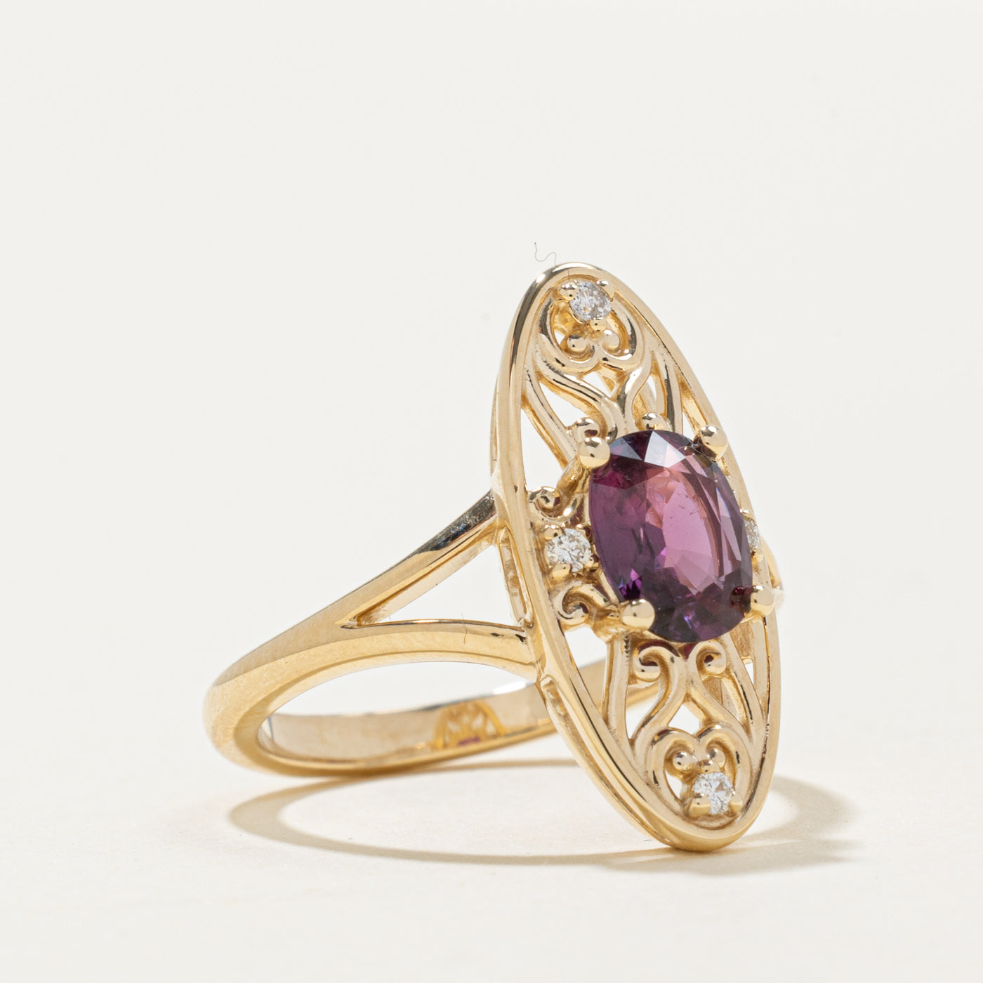 '100 Ways' 10k Ruby & Diamond Navette Ring | 0.82ct, 0.05ctw | SZ 5.5