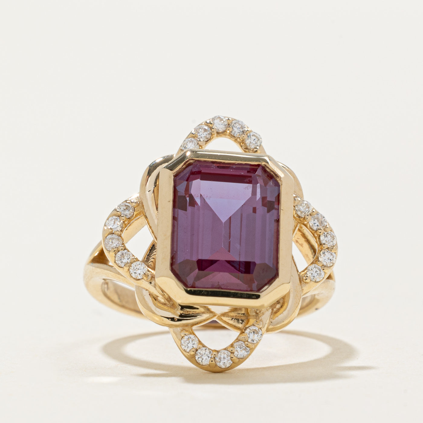 '100 Ways' 14k Synthetic Alexandrite Cocktail Ring | 5.65ct, 0.18ctw | SZ 5.5