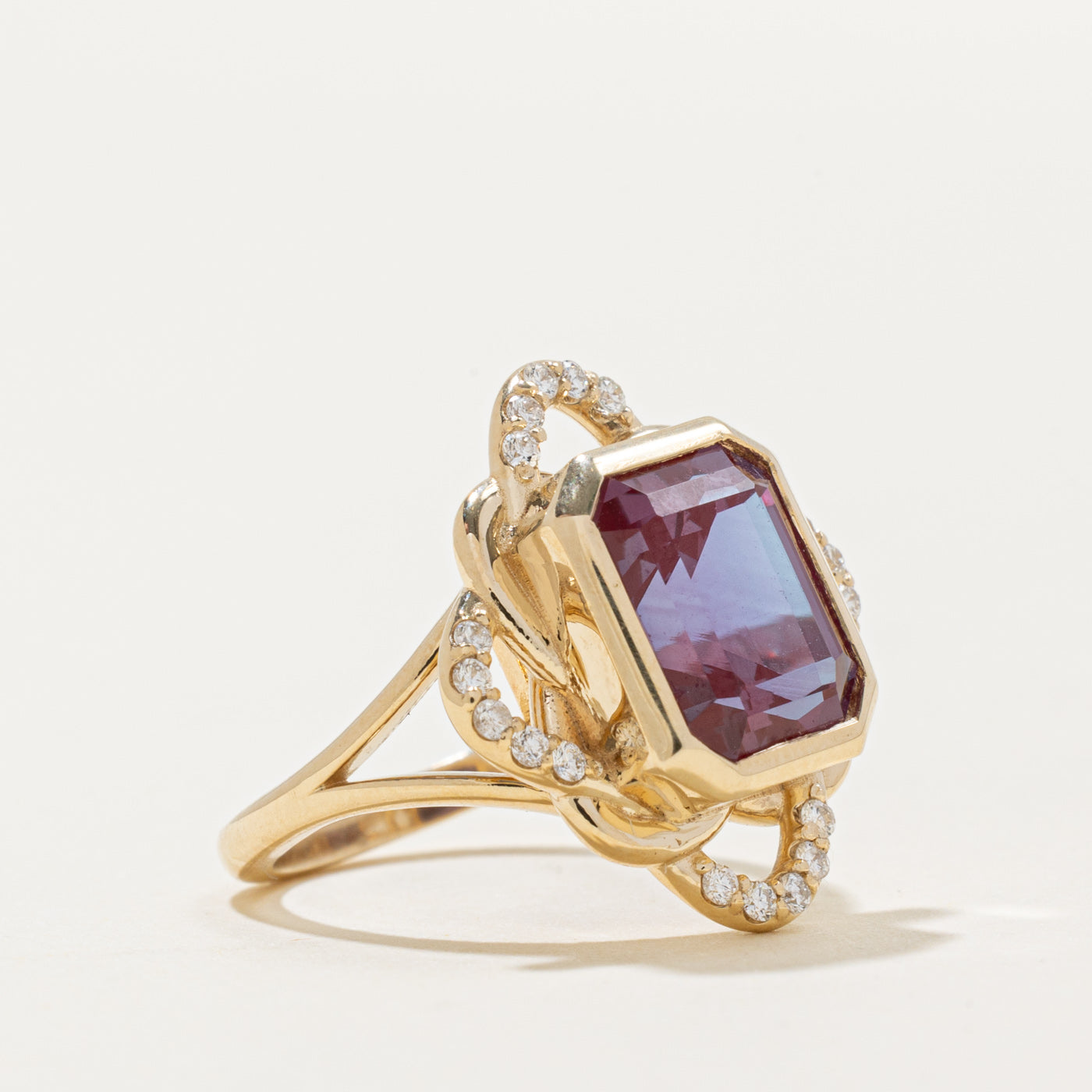 '100 Ways' 14k Synthetic Alexandrite Cocktail Ring | 5.65ct, 0.18ctw | SZ 5.5