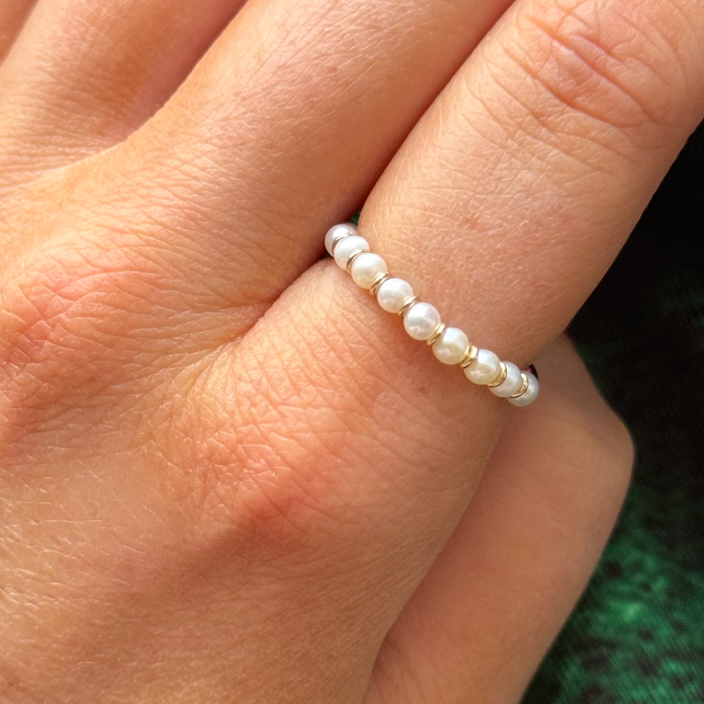 '100 Ways' Freshwater Pearl Semi Eternity Ring | SZ 6.75 |