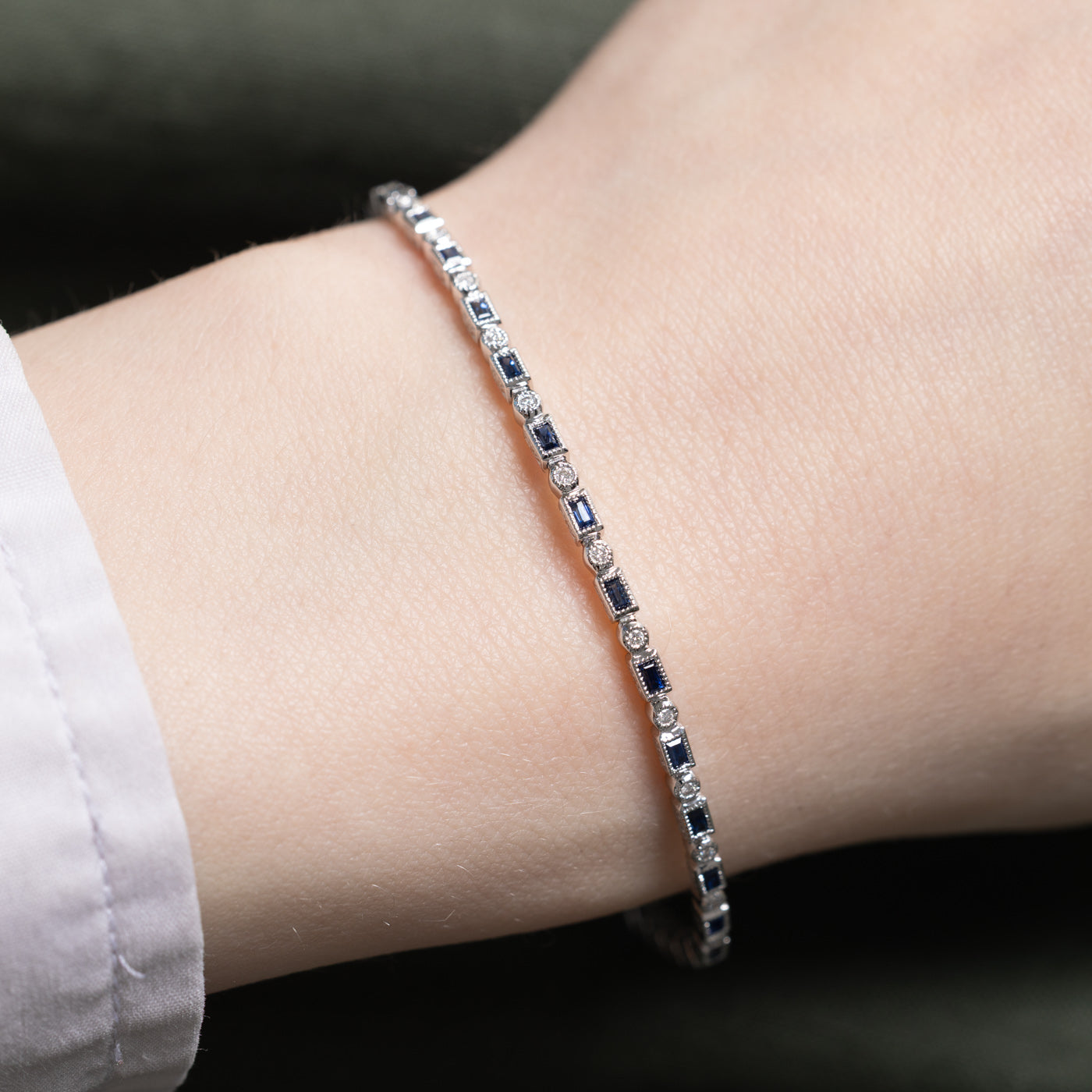 '100 Ways' Art Deco Inspired Sapphire & Diamond Gemstone Bracelet | 0.95ctw, 0.22ctw | 7" |