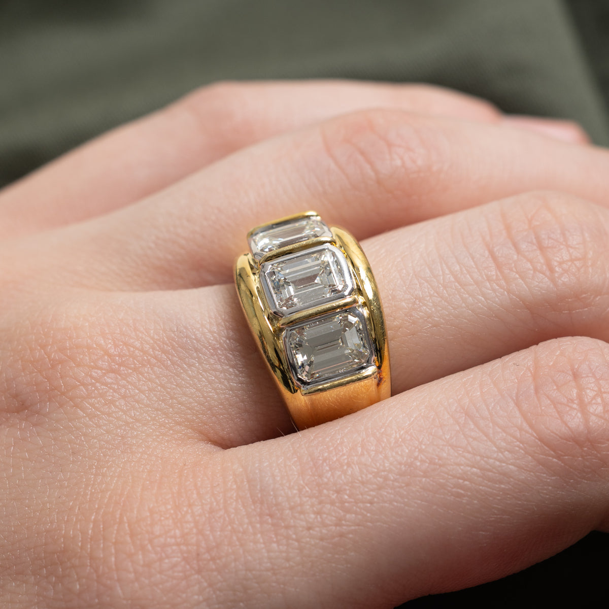 Vintage Three Stone Emerald Cut Diamond Ring | 3ctw VS1 H/I VG | Sz 6.25