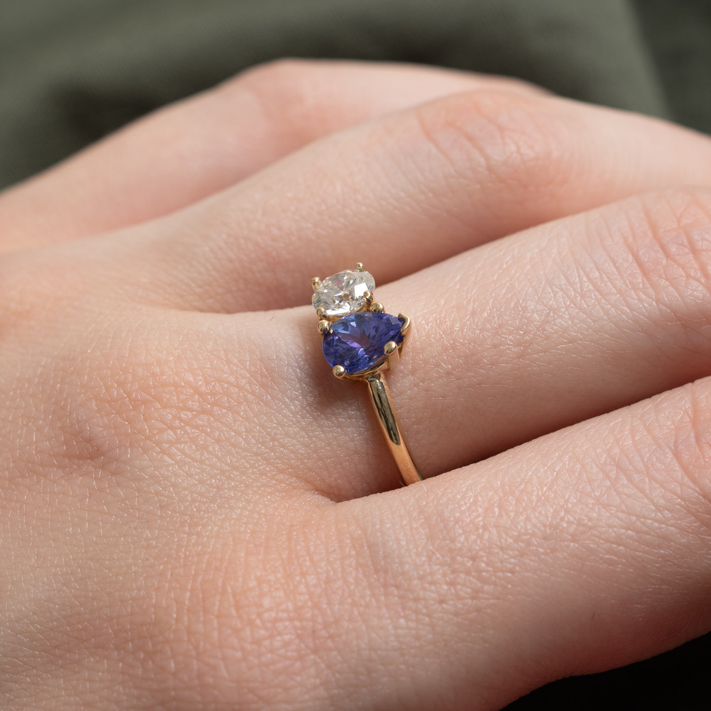 '100 Ways' 14k Toi et Moi Diamond & Tanzantite Ring | 0.85ct, 0.61ct | SZ 7